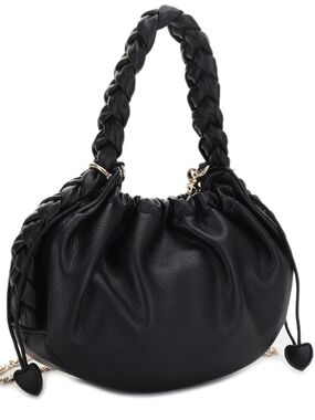 Braided Handle Drawstring Bucket Bag 2026 Women's Cute 2-Way Handbag